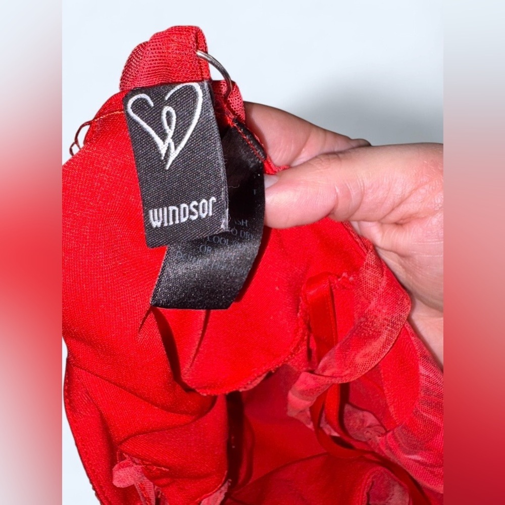 Windsor Red Rose Print Corset Bustier Top XS Lace-Up Back - Picture 9 of 11